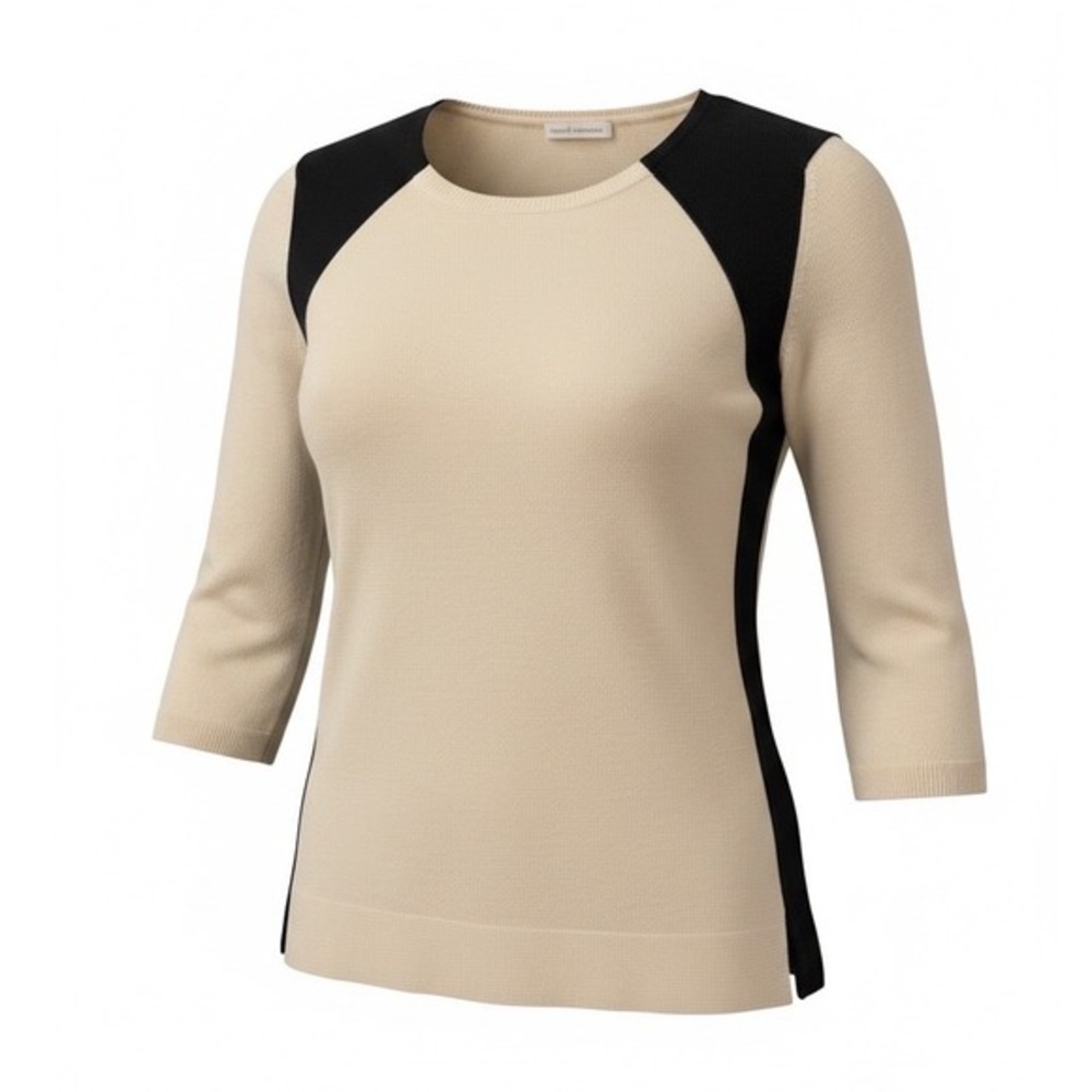 Club Monaco Lightweight Colorblock Sweater Cream Black Old Money Nautical Preppy